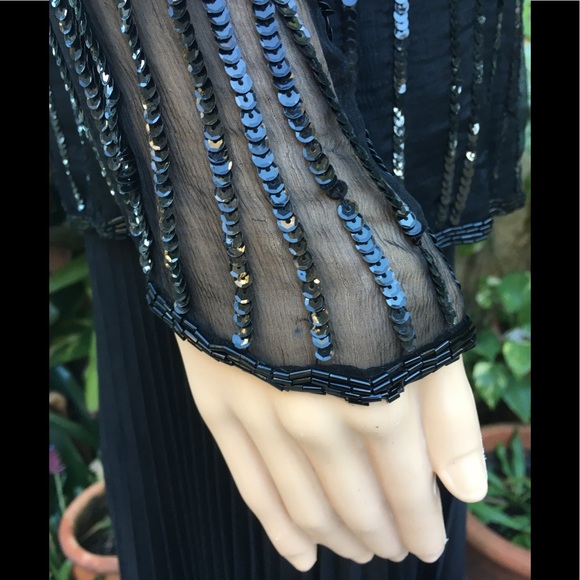 VINTAGE JALM BLACK SEQUIN BLOUSE -LARGE - Picture 5 of 6
